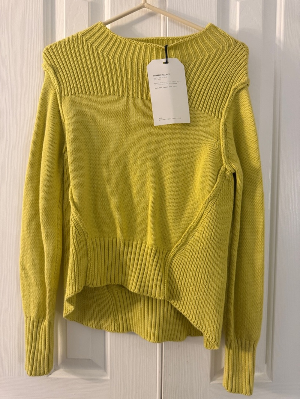 Bright Yellow Ribbed Knit Women's Sweater - current Elliot